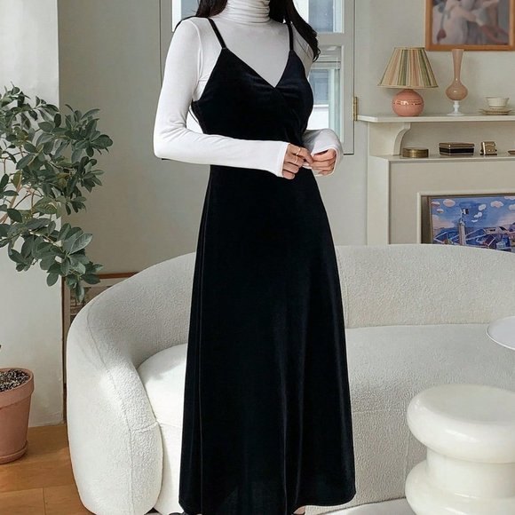 Black Casual Womens Solid Cami Dress - Picture 3 of 6